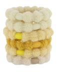 L. Erickson hair ties, 6 pack thick, bubble knit ponytail holders, yellow soft bands.