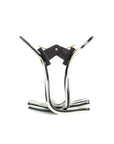 Side view of a black & white France Luxe small claw hair clip, ideal for fine hair or small sections.