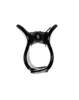 Side view of a black France Luxe mini claw hair clip, ideal for fine hair or small sections.