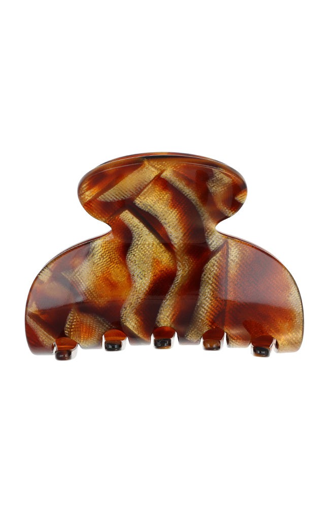 Small, French claw hair clip ideal for fine hair or small sections - Small Couture French Claw Clip, Africa, textured bronze and amber.