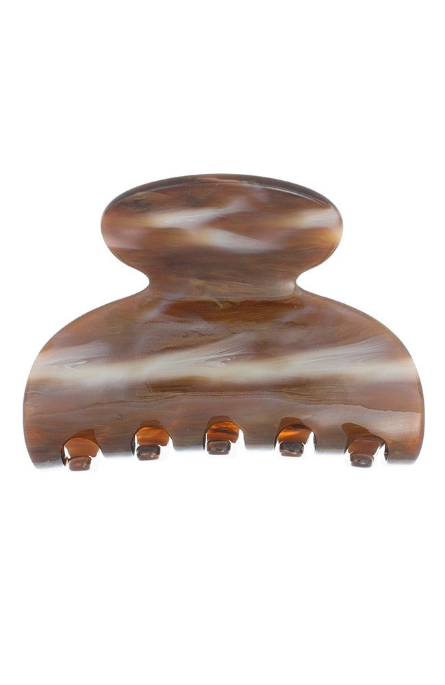 Small, French claw hair clip ideal for fine hair or small sections - Small Couture French Claw Clip, Caramel Horn, warm caramel and amber.