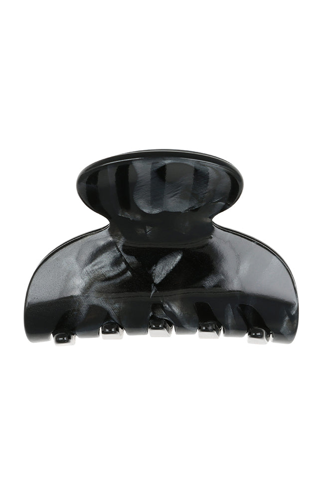 Small, French claw hair clip ideal for fine hair or small sections - Small Couture French Claw Clip, Nacro Black, marbled pearlescent black.