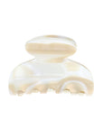 Small, French claw hair clip ideal for fine hair or small sections - Small Couture French Claw Clip, Alba, marbled ivory white.