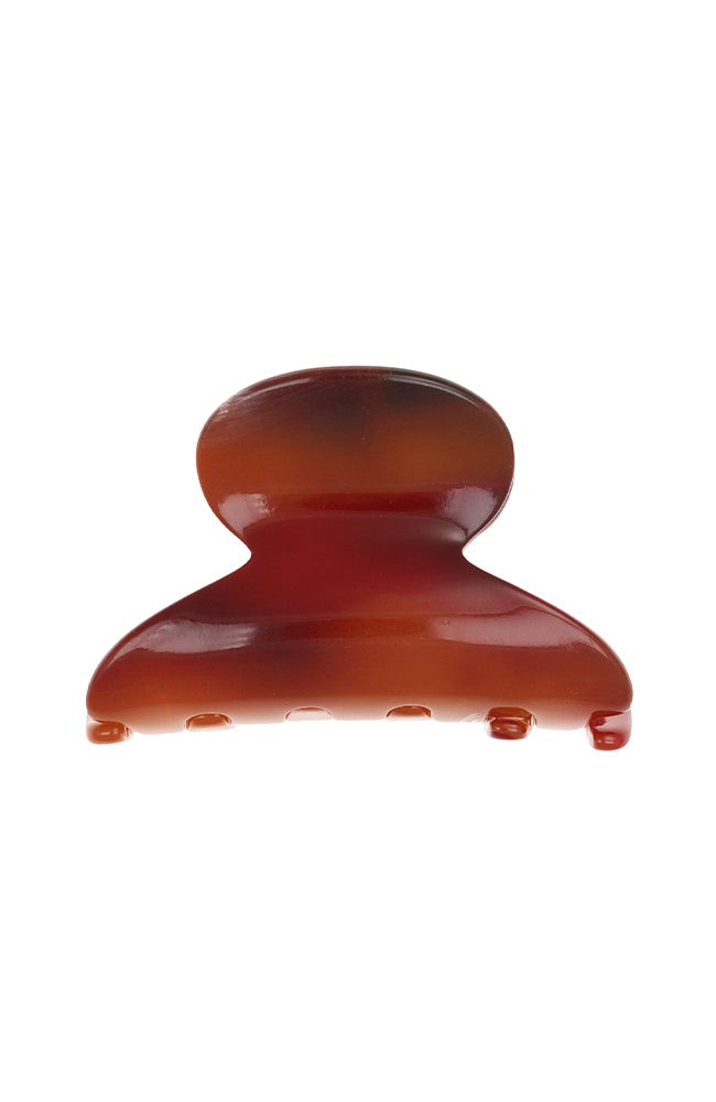 Mini, French claw hair clip ideal for fine hair or small sections - Mini Couture French Claw Clip, Tortoise, rich amber and mahogany brown.