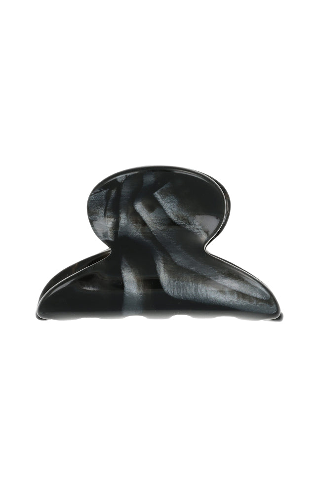 Mini, French claw hair clip ideal for fine hair or small sections - Mini Couture French Claw Clip, Nacro Black, marbled pearlescent black.