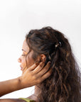 Womens Metallic Brown, mini, French hair clip styling side-swept, brown, curly hair. Hair accessory by France Luxe.