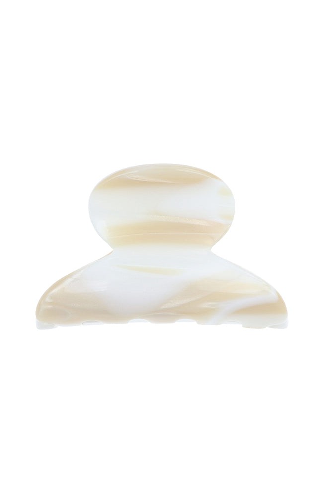 Mini, French claw hair clip ideal for fine hair or small sections - Mini Couture French Claw Clip, Alba, marbled ivory white.