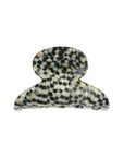 Mini, French claw hair clip ideal for fine hair or small sections - Mini Couture French Claw Clip, Opera Silver, pixelated mosaic of silver with black.