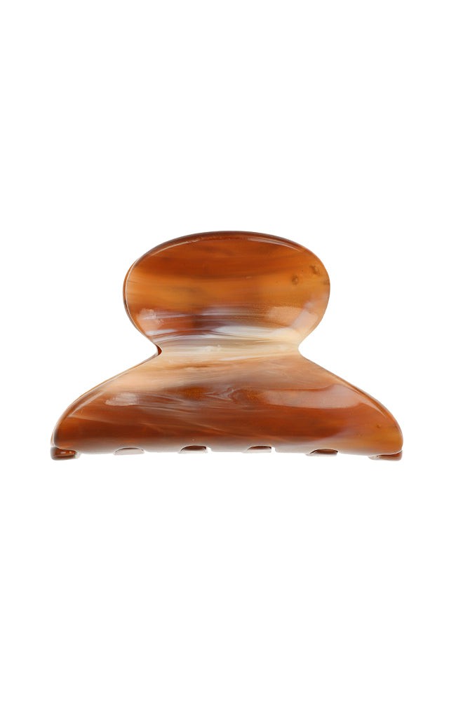 Mini, French claw hair clip ideal for fine hair or small sections - Mini Couture French Claw Clip, Caramel Horn, warm caramel and amber.