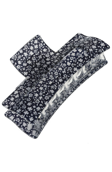 Large Cutout Rectangle Jaw Hair Clip for thick hair, floral  display picture 1