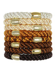 Grab & Go Pony, 8 Pack Hair Ties - Metallic Bead