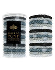 L. Erickson hair ties for thick hair, 15 pack Grab & Go Pony Tube with silver hair bands.