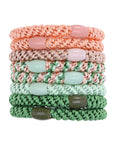 Thick, Green & Pink Hair Ties by L. Erickson, 8 Grab and Go Ponytail Holders, strong hold for thick hair.