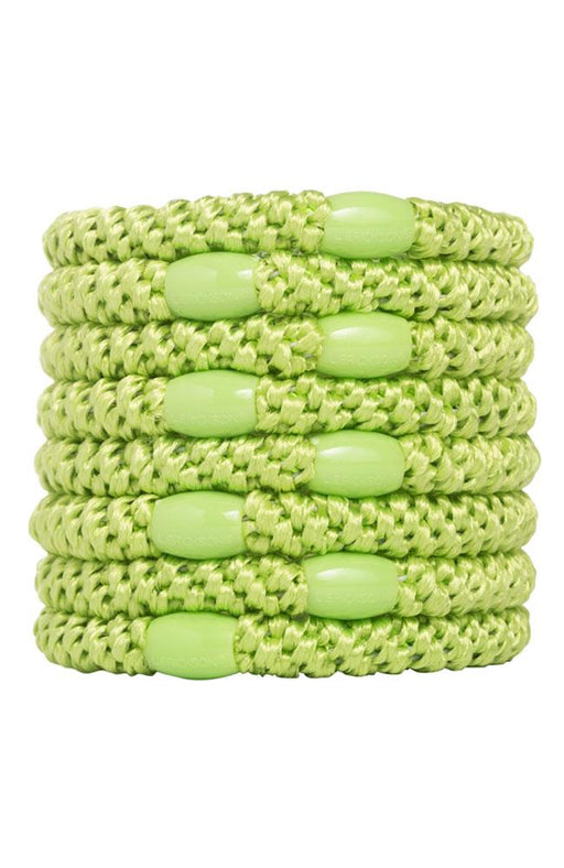 L. Erickson hair ties for thick hair on sale. 8 pack Grab & Go Ponytail Holders, Lime, Green hair bands.
