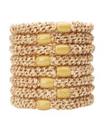 Thick, Gold Hair Ties by L. Erickson, 8 Grab and Go Ponytail Holders, strong hold for thick hair.