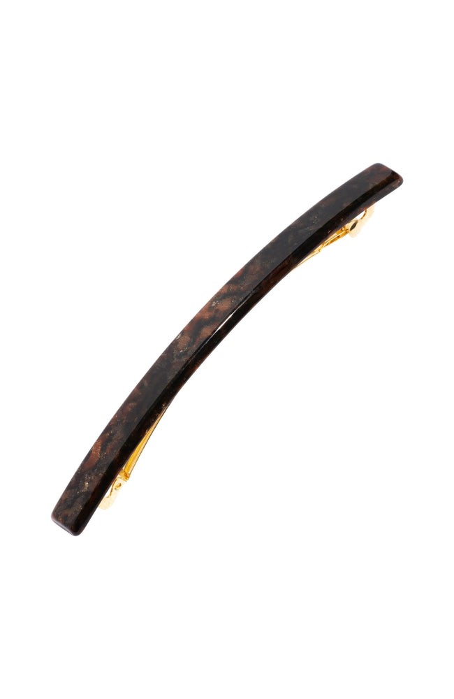 France Luxe long, metallic burnt sienna and deep chestnut barrette for women - Long &amp; Skinny Barrette, Mojave.