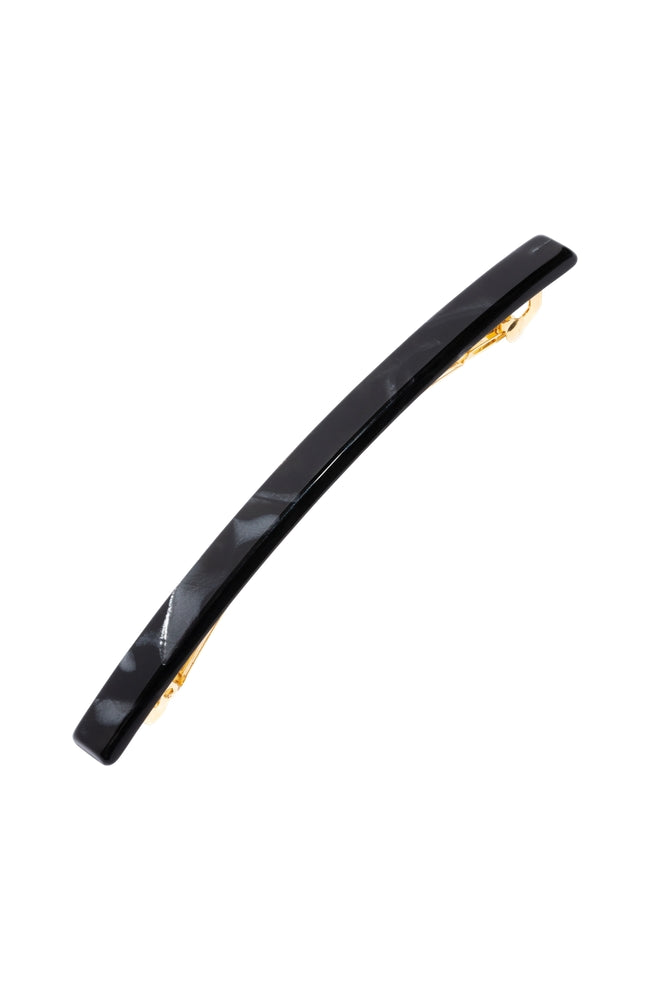 France Luxe long, marbled pearlescent black barrette for women - Long &amp; Skinny Barrette, Nacro Black.