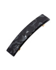 France Luxe medium, marbled pearlescent black barrette for women - Classic Rectangle Barrette, Nacro Black.