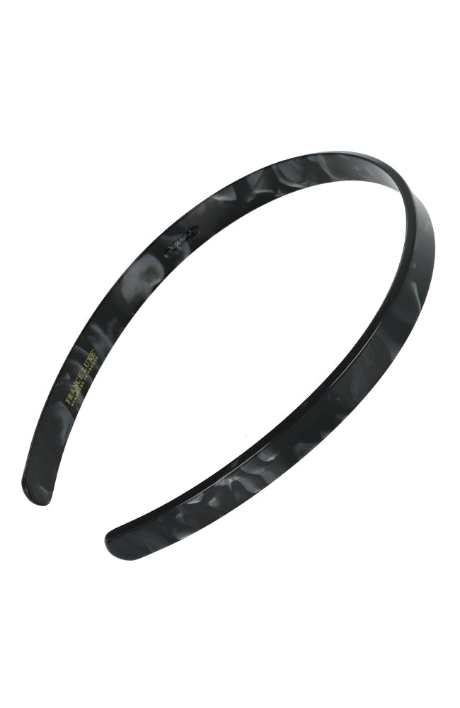 France Luxe comfortable, marbled pearlescent black headband for women - 1/2" Ultracomfort Headband, Nacro Black.