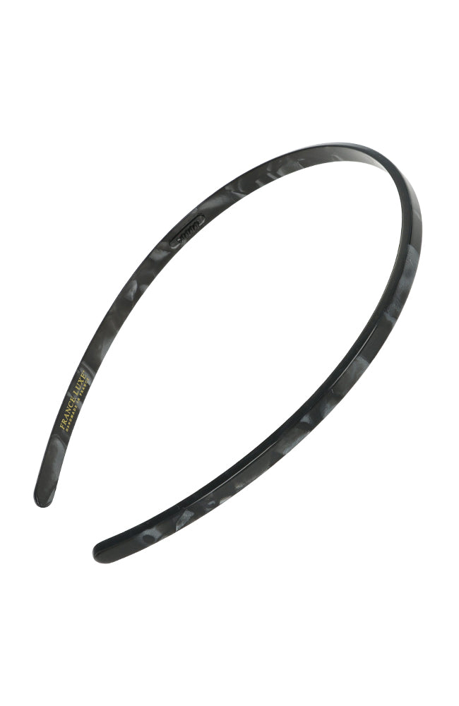 France Luxe thin, marbled pearlescent black headband for women - 1/4" Ultracomfort Headband, Nacro Black.