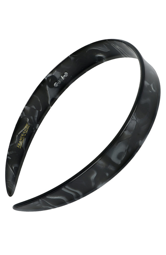 France Luxe wide, marbled pearlescent black headband for women - 3/4 Headband, Nacro Black.