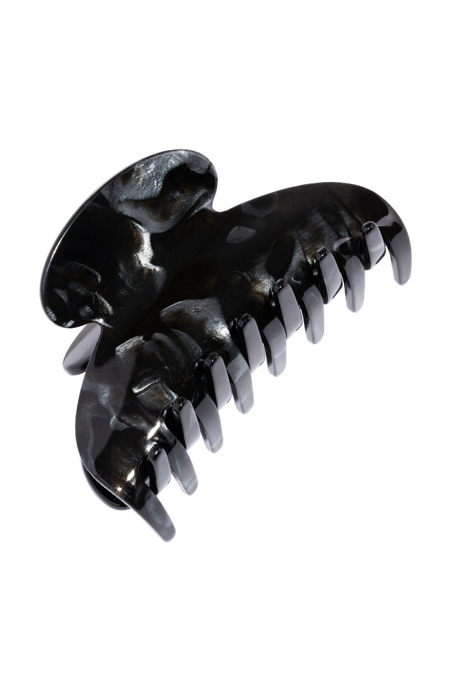 France Luxe medium, marbled pearlescent black claw hair clip for women - Couture French Claw Clip, Nacro Black.