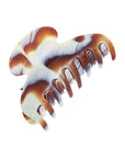 France Luxe medium, horn inspired blend of creamy ivory, warm caramel, and chestnut brown claw hair clip for women - Couture French Claw Clip, Natural Horn.