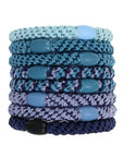 Thick, Blue Hair Ties by L. Erickson, 8 Grab and Go Ponytail Holders, strong hold for thick hair.