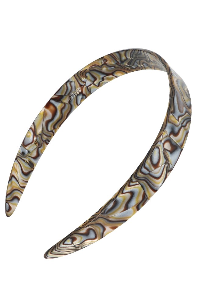 France Luxe wide, marbled gray and charcoal headband for women - 3/4 Headband, Onyx.