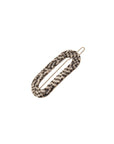 France Luxe small, pixelated mosaic of silver with black barrette for women - Mini Oval on Tige Boule Barrette, Opera Silver.