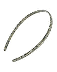 France Luxe thin, pixelated mosaic of silver with black headband for women - 1/4" Ultracomfort Headband, Opera Silver.