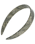 France Luxe wide, pixelated mosaic of silver with black headband for women - 3/4 Headband, Opera Silver.