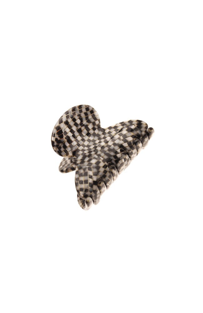 France Luxe mini, pixelated mosaic of silver with black claw hair clip for women - Mini Couture French Claw Clip, Opera Silver.