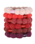 L. Erickson hair ties, 6 pack thick, bubble knit ponytail holders, red, purple, pink soft bands.