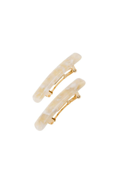 Mini Rectangle Barrette Pair - Pavlova