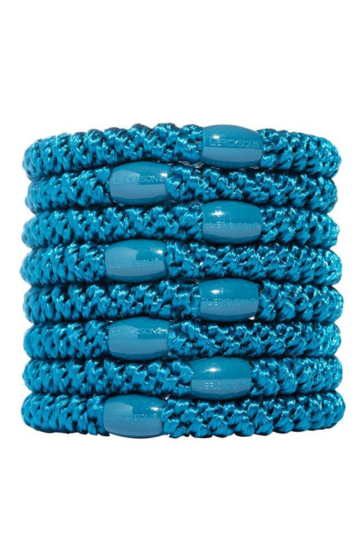 L. Erickson hair ties for thick hair on sale. 8 pack Grab & Go Ponytail Holders, Peacock, Teal.