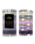 L. Erickson hair ties, 15 pack of Grab & Go  Pony Tube, Thick, purple, pink, grey, ivory hair bands.