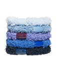 L. Erickson extra thick hair ties. Blue multi pack of 5 ultra soft ponytail holders.