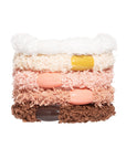 L. Erickson hair ties, 5 pack thick, fuzzy ponytail holders, white, ivory, pink, brown soft bands.