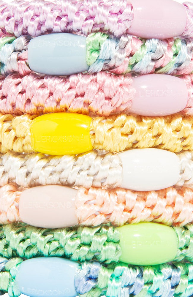 Grab &amp; Go Ponytail Holders, 8 Pack Hair Ties for thin to thick, curly hair. Taffy Pastel hair bands.