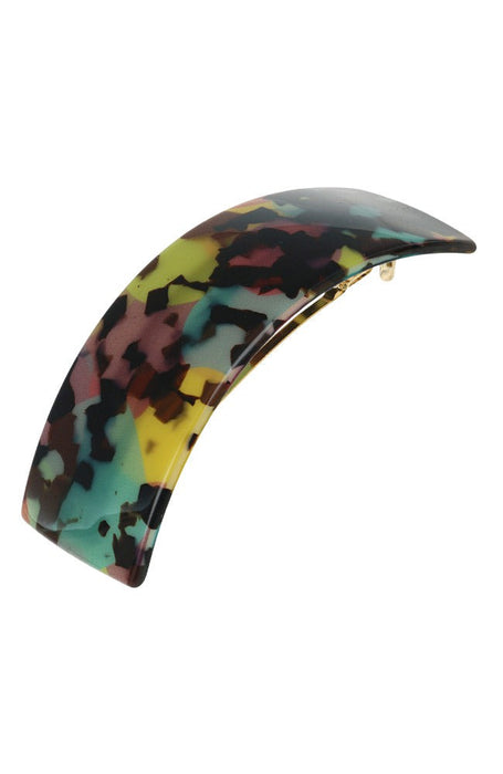 Colorful sophisticated large barrette for women, Rainbow Tokyo Rectangle Volume Barrette for thick hair by France Luxe