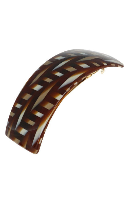 Large brown hair clip for women, Saddle Rectangle Volume Barrette for thick hair by France Luxe