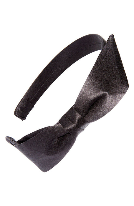 Silk black bow headband for women, Bermuda Bow Headband by L. Erickson USA