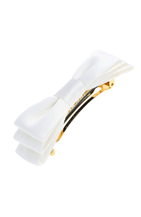 Silk Ivory Barrette, Petite Bow Barrette by L. Erickson USA, hair accessory for women