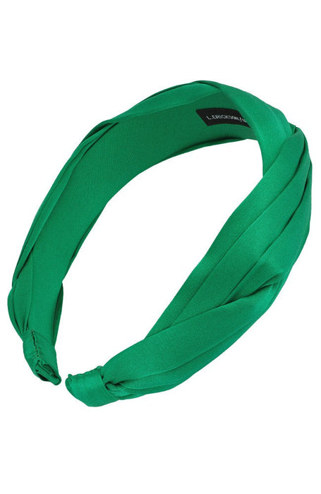 Pleated green silk headband for women, Grace Headband, Silk Charmeuse Kelly Green by L. Erickson USA, handmade in America