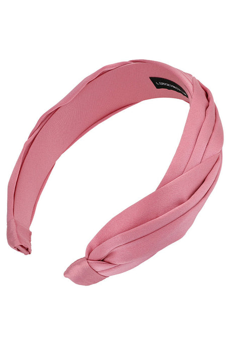 Pleated pink silk headband for women, Grace Headband, Silk Charmeuse Pink Wax by L. Erickson USA, handmade in America