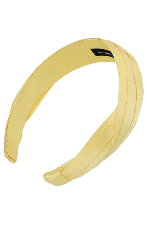 Pleated yellow silk headband for women, Grace Headband, Silk Charmeuse Plantain by L. Erickson USA, handmade in America