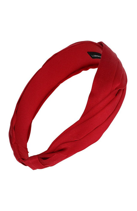 Pleated red silk headband for women, Grace Headband, Silk Charmeuse Red by L. Erickson USA, handmade in America