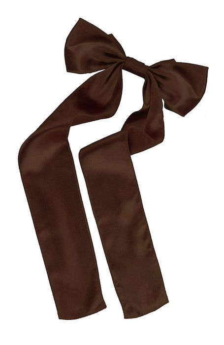 Brown silk bow hair clip for women, Long Tail Bow Barrette, Silk Charmeuse Sable by L. Erickson USA, handmade in America