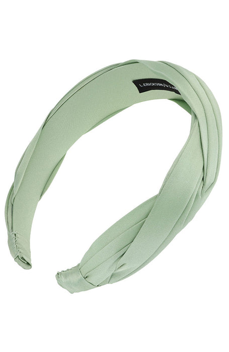 Pleated sage green silk headband for women, Grace Headband, Silk Charmeuse Sage by L. Erickson USA, handmade in America